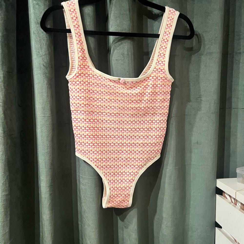 Pink Patterned One-Piece Swimsuit